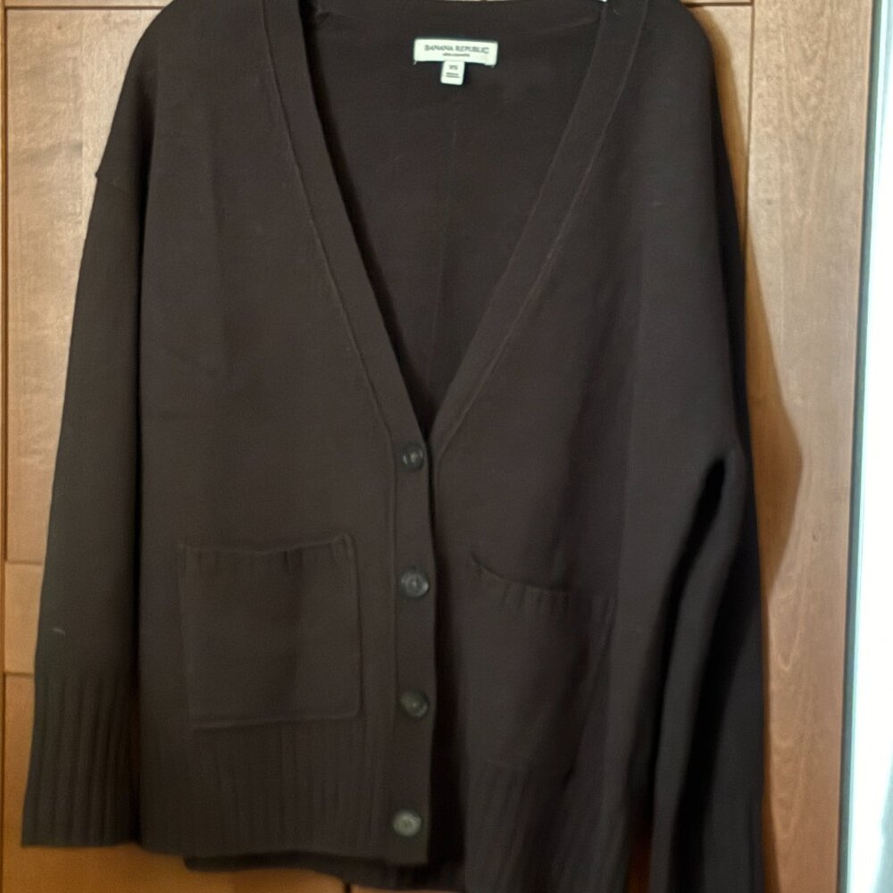 Banana Republic Wom  XS 100% Cashmere Button Down Sweater Cardigan Grey $330